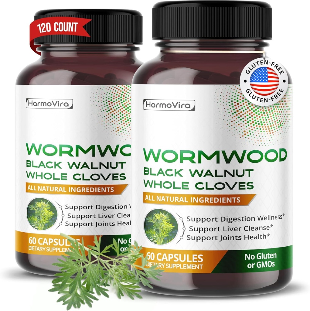 Wormwood Black Walnut Whole Cloves Ginger - Digestion Wellness, Liver Cleanse, 합동 건강 - 120 일 공급 - 미국에서 만드는