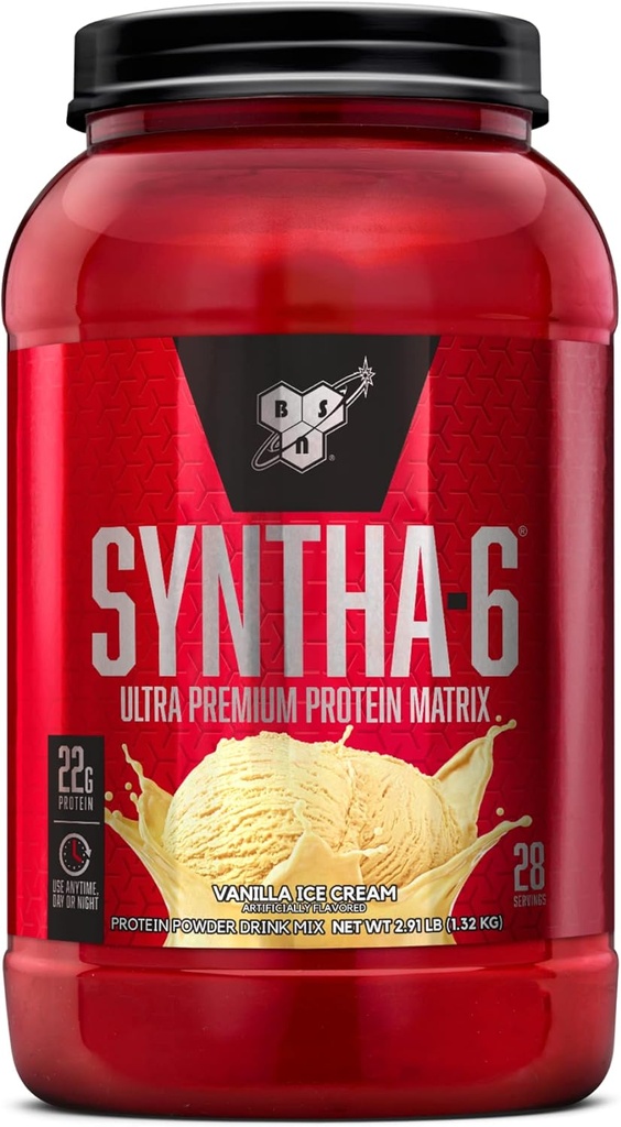 BSN SYNTHA-6 Whey Protein Powder, Vanilla Milk Isolate Protein Powder with Micellar Casein, 아이스크림, 28 서빙 (패키지 May Vary)