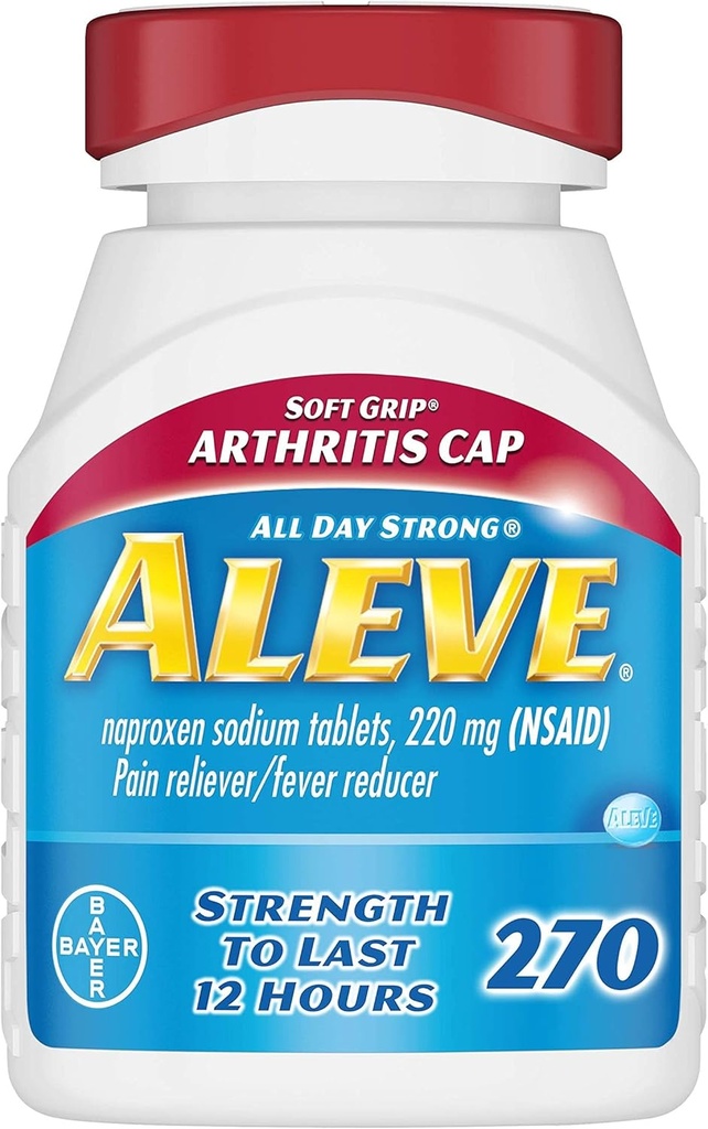 Aleve 연약한 그립 관절염 모자 정제, 빠른 행동 두통, 근육 Aches 및 Fever 감소, Naproxen 나트륨 캡슐, 220 mg, 270 조사를 위한 모든 일 고통 구호