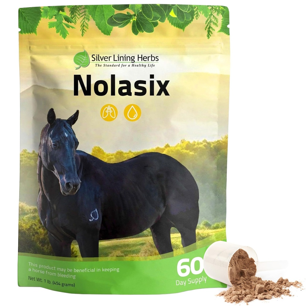 Silver Lining Herbs Nolasix Lung & Circulation Supplements for Horse - 순환, 심장 건강 및 폐 지원을위한 자연 초본 말 보충 - 정상 호흡 및 관 지원 - 1 lb