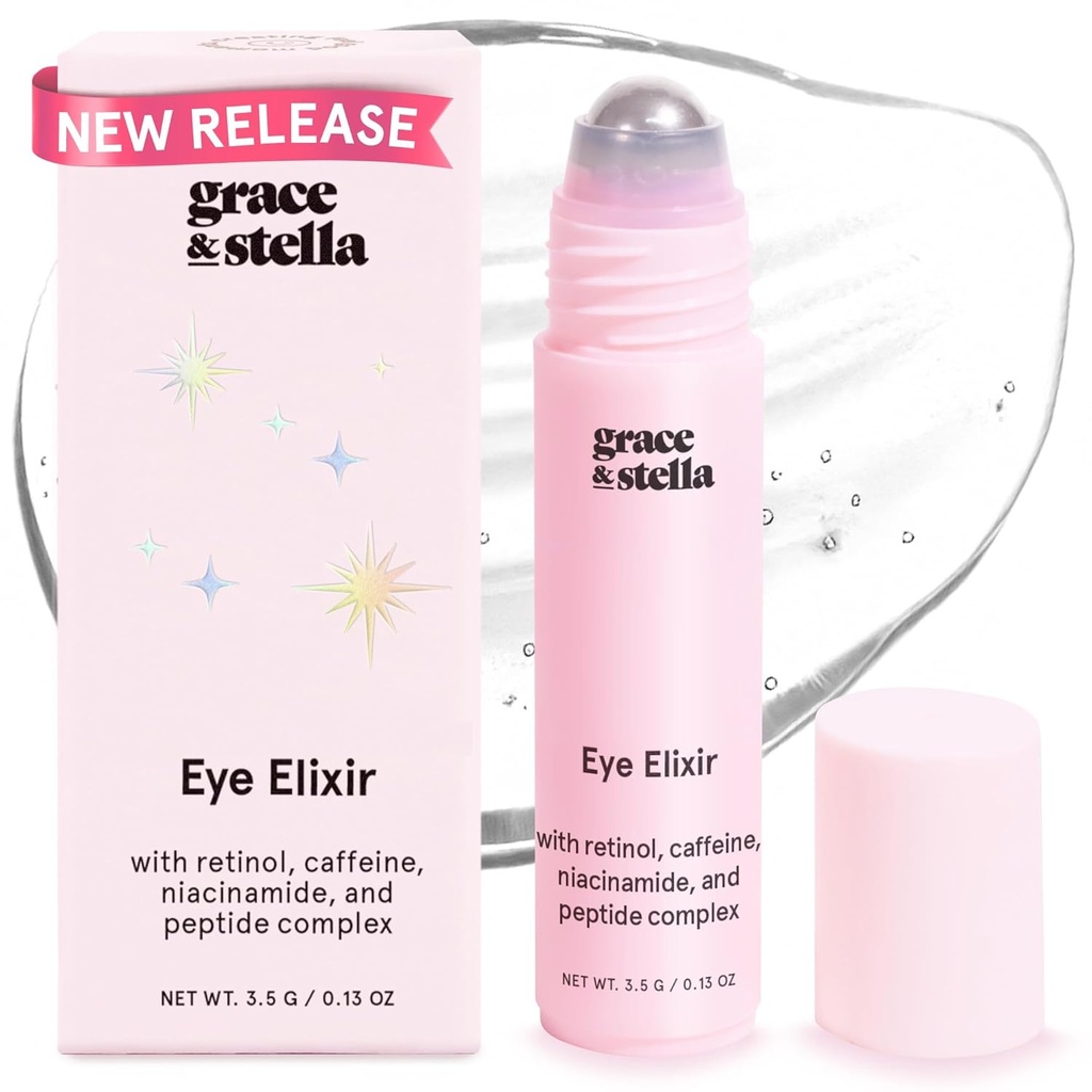 눈 밑의 은혜와 스텔라 - Retinol & Caffeine Eye Serum for Puffiness, Dark Circles, Wrinkles - Vegan Skincare