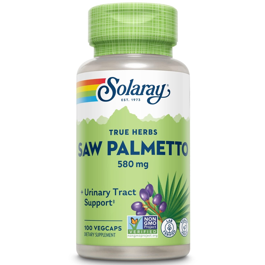 SOLARAY Saw Palmetto Berry 580 mg, 건강한 전립선과 여성, 비 GMO, Vegan & Lab Verified, 100 VegCaps, 100 서빙에 대한 지방산 및 식물 스테롤의 Urinary Tract 지원