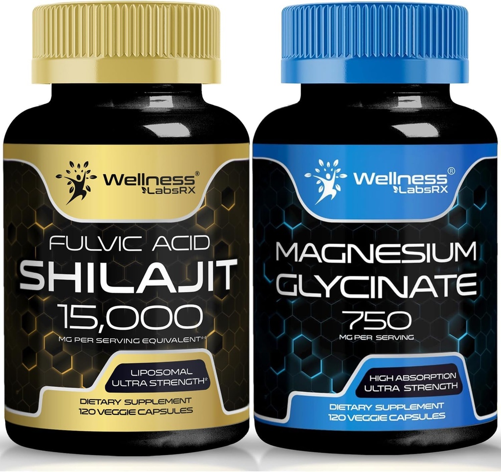 마그네슘 글리세린 캡슐 - 750mg - 마그네슘 보충 높은 흡수 보충교재 │Shilajit 자연적인 Occuring Fulvic 산을 가진 순수한 Himalayan 유기 캡슐