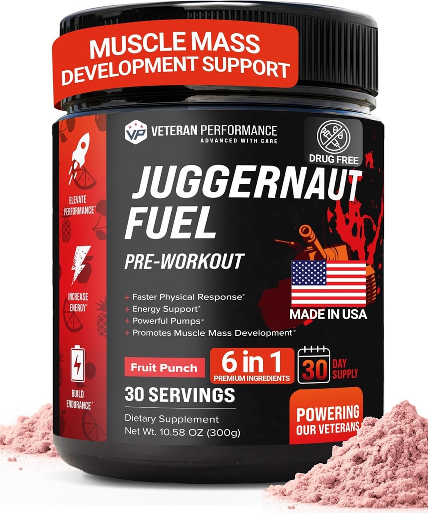 Juggernaut 연료 운동. 30 서빙. Sugar Free, 인공 감미료 없음, Beta-Alanine을 가진 크레아틴 자유로운 공식 에너지 & Hydration. 미국에서 만든.