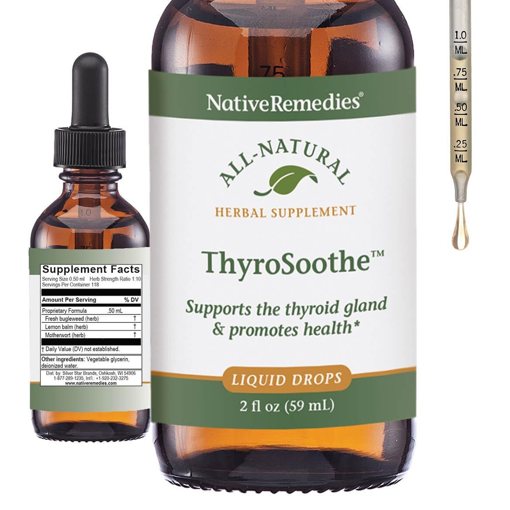 Native Remedies ThyroSoothe - 모든 자연적인 초본 보충교재 Soothes Thyroid 동맥 - Endocrine 체계와 Thyroid 동맥에 있는 체계적인 균형을 지원합니다 - 59 mL