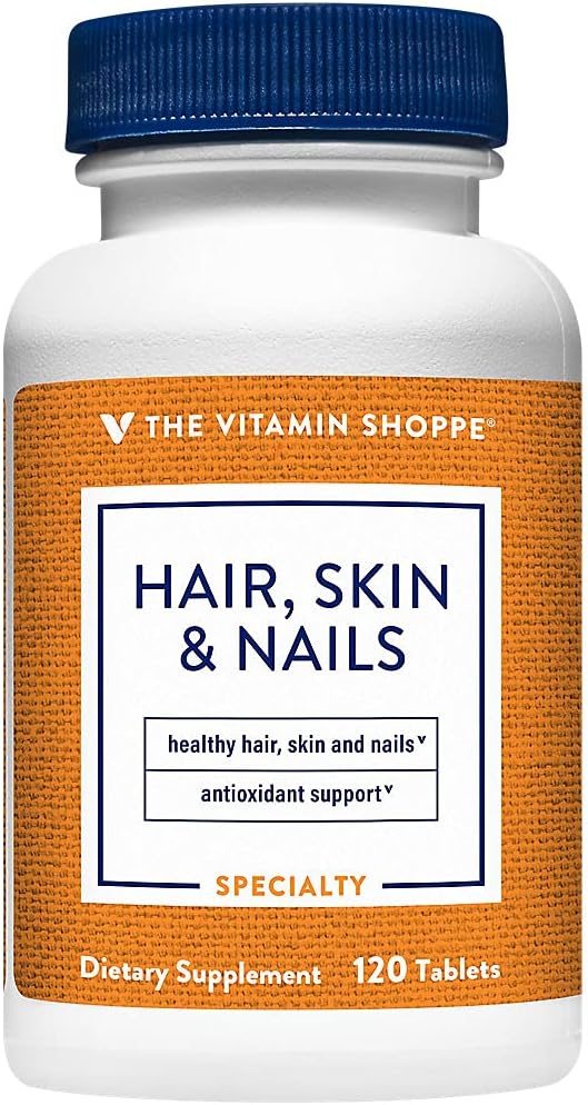 비타민 Shoppe 헤어, 피부와 손톱, Biotin 400MCG, 건강한 활력 헤어, 건강한 피부 및 강한 손톱 (120 정제)에 대한 지원
