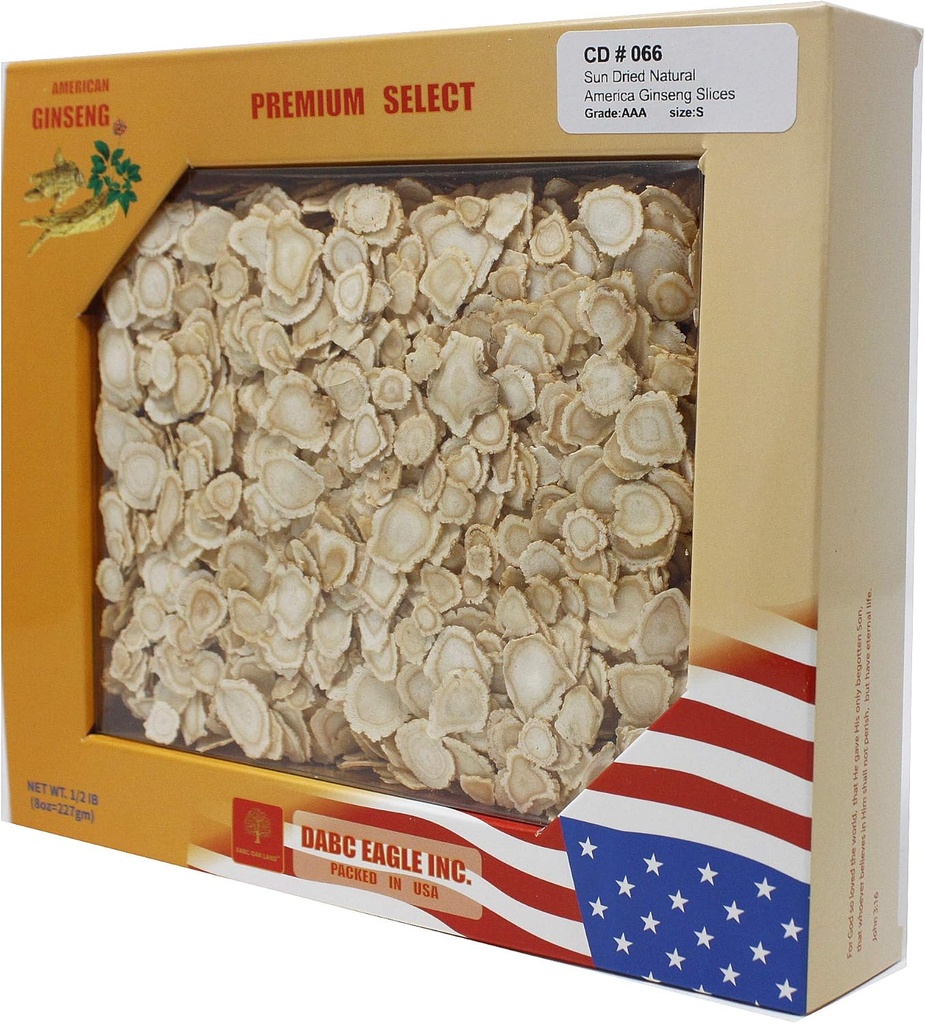 Wisconsin의 DOL 미국 인삼 조각 (Sliced Ginseng Root Wisconsin Grown! 대부분의 사람들은 인삼 차를 만들기 위해 그것을 사용합니다! 건강에 좋은! 8OZ/상자