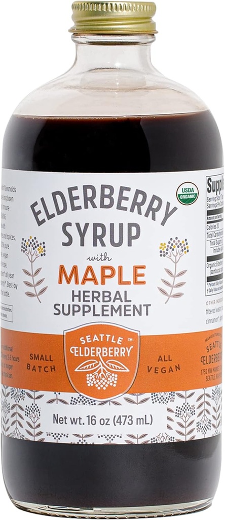Maple Syrup과 Syrup - 맛있고, Vegan, Gluten-Free 초본 보충과 칼륨 Immune 이점 미국에서 작은 Batches에서 만든 - 16oz
