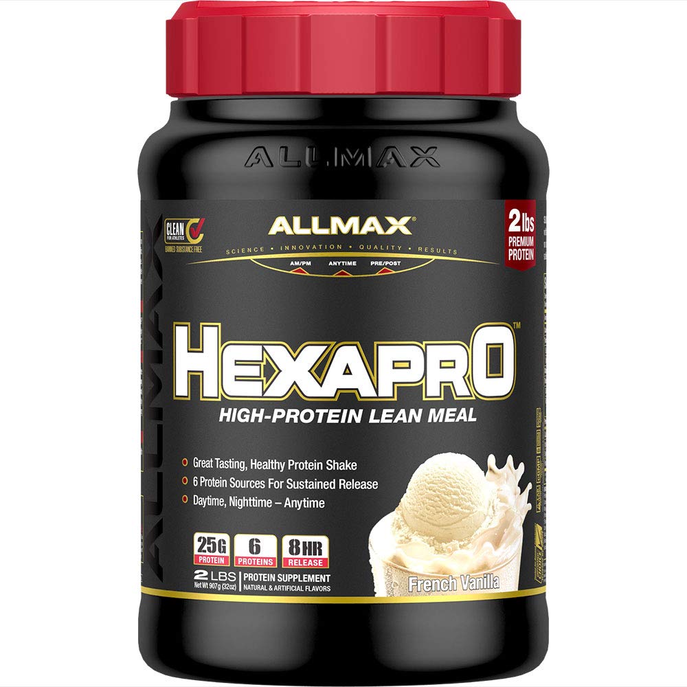 ALLMAX HEXAPRO, 프랑스 바닐라 - 2 lb - 서빙 당 단백질의 25 그램 - 8-Hour Sustained Release - Zero Sugar - 21 서빙