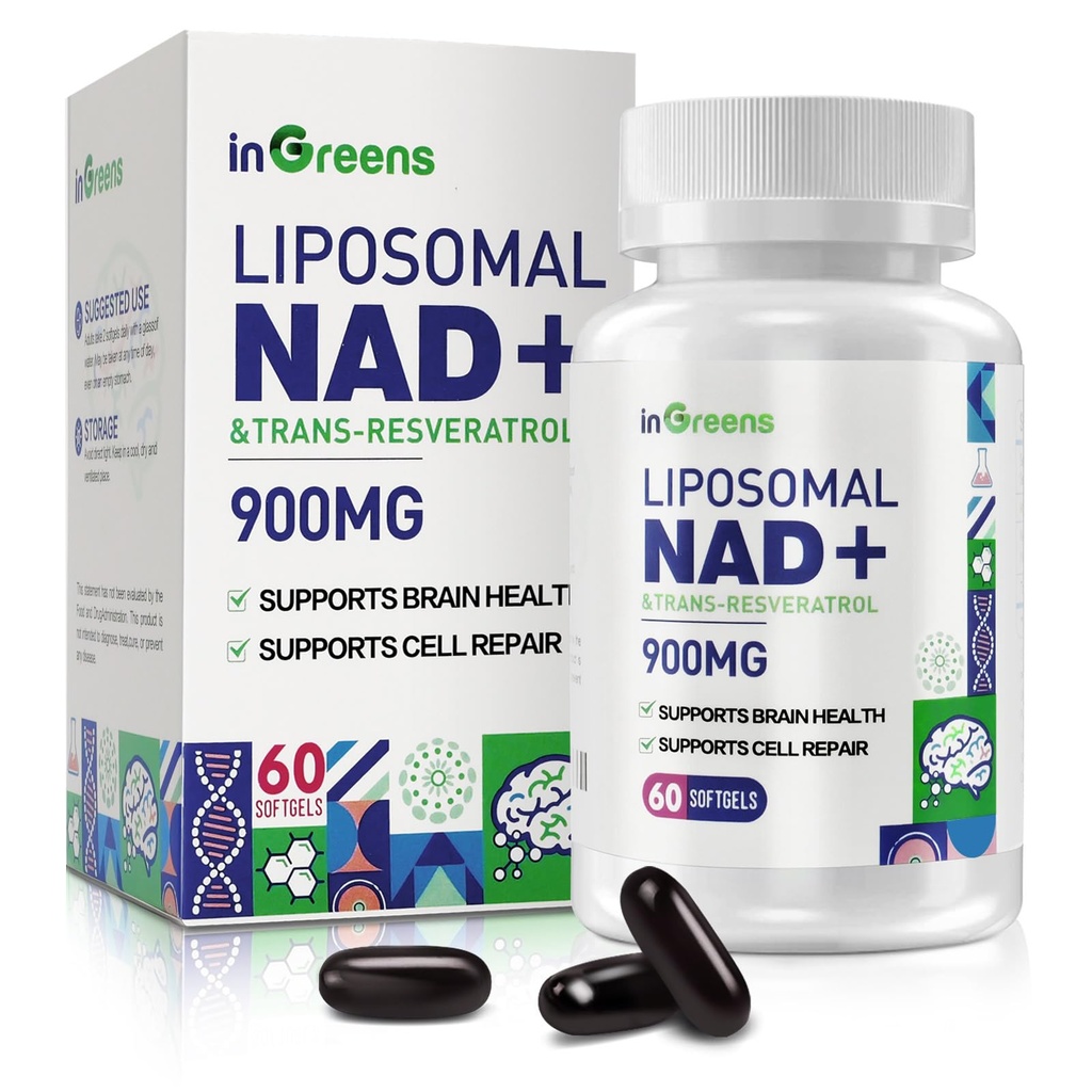 900 mg Liposomal NAD + Trans Resveratrol 300 mg를 가진 보충교재는, NMN의 우량한 흡수를, 진실한 NAD 플러스 보충을 대체합니다 DNA 수선과 부스트 NAD+의 노후화 방위, 에너지, 장수, 60 Softgels를 대체합니다