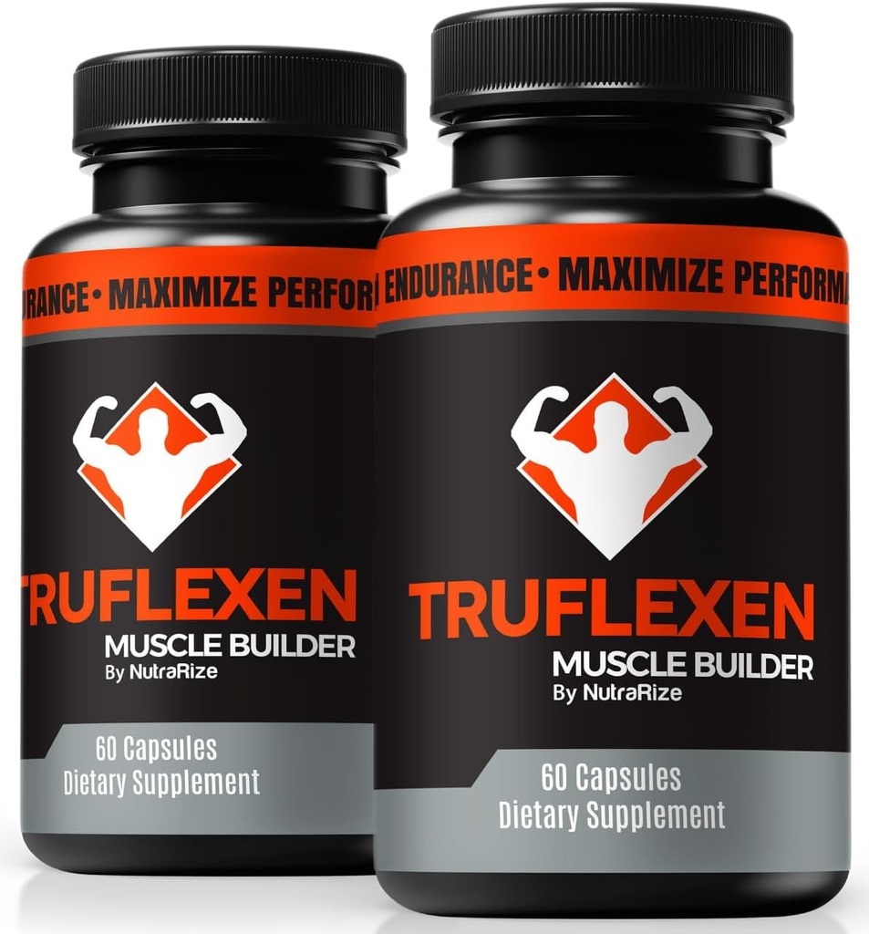 NutraRize (2 팩) Truflexen 알약, Tru Flexen 근육 빌더, 전반적인 웰빙, 프리미엄 성능 캡슐, 공식 True Flexen 리뷰 (120 캡슐)