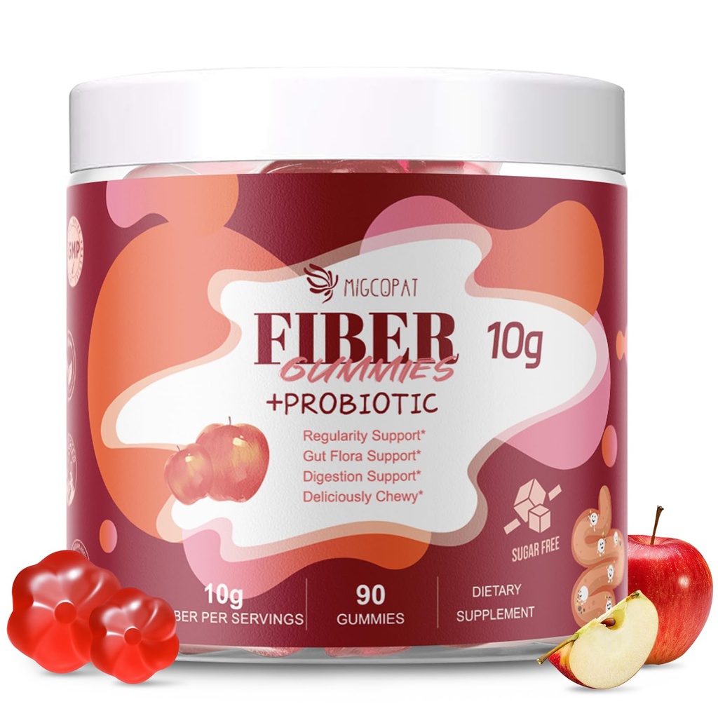 Probiotics를 가진 섬유 Gummies, 서빙 당 10G 섬유는 10억 CFU Probiotics 혼합, Apple Cider Vinegar, 비타민 C, Inulin, Bloating 지원 90 조사와 더불어 사과 풍미를, 추가했습니다