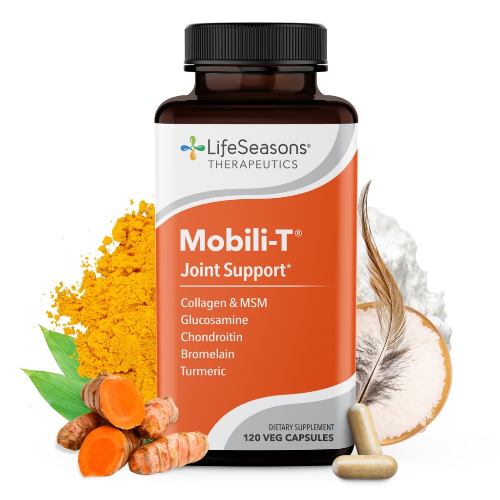 LifeSeasons Mobili-T - 공동 지원 보충교재 - 운동의 증가 범위 - Tissue & Cartilage - MSM Chondroitin Collagen Glucosamine & Turmeric - 120의 캡슐을 감소시킵니다