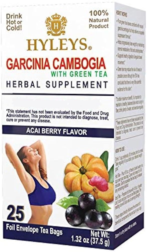 HYLEYS Tea Garcinia Cambogia 녹차 Acai Berry 맛 - 25 티백 (12 팩 - 300 티백 총)