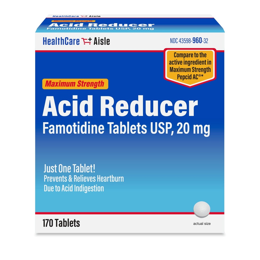 HealthCareAisle Famotidine 20 mg, 170의 정제, 최대 힘 산성 흡진기, 예방 및 산 Indigestion 때문에 Heartburn을 구하십시오