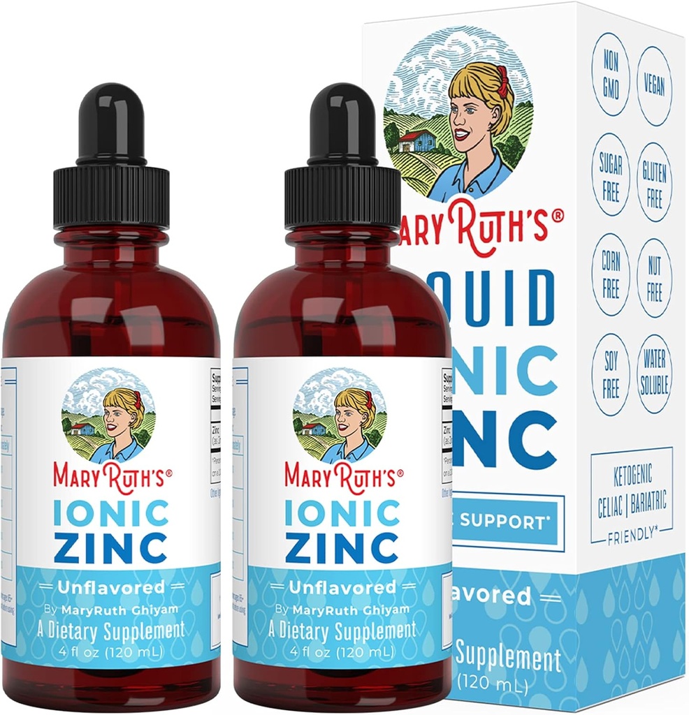MaryRuth 유기, Immune 지원 불충분한 4oz를 위한 이오니아 아연 액체 하락. (120 ml) 2 팩