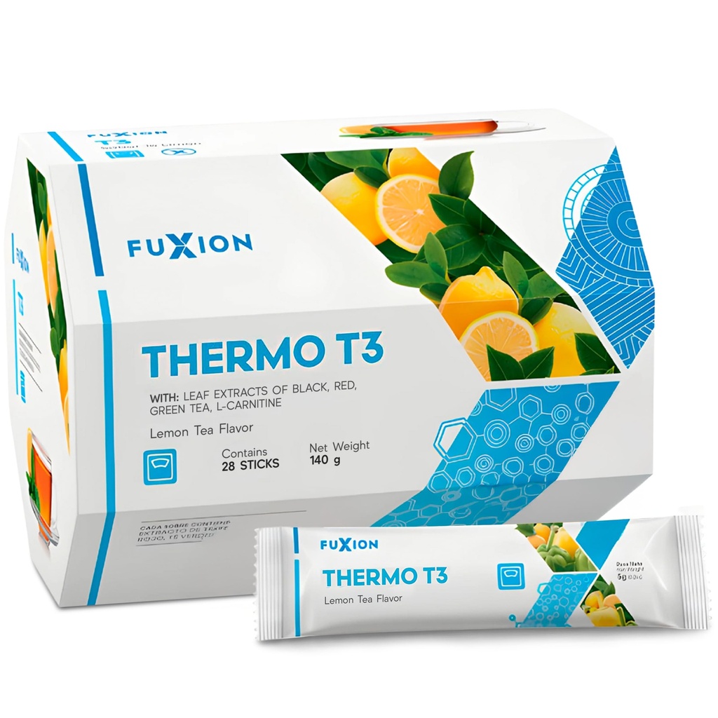 FuXion | Thermo T3 체중 감량 차 | 3 차 혼합 | L-Carnitine | Lose Weight Fast Women and Man | Belly Fat Burner | Thermogenic Fat Burner | 도움 Generate Energy | 레몬 차 맛