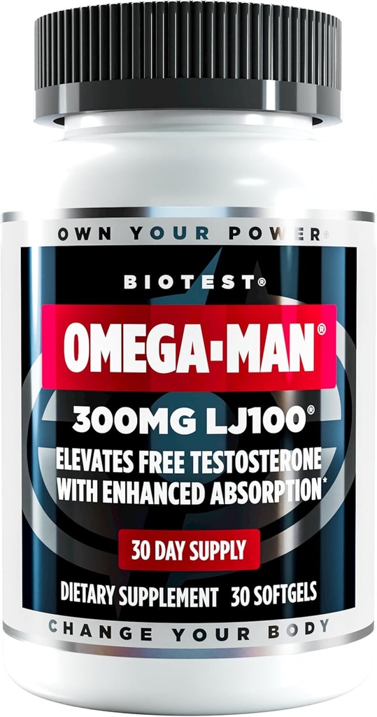 Biotest Omega-Man - 300mg 높은 흡수 LJ100 Longjack (Eurycoma longifolia) - 30 Softgels