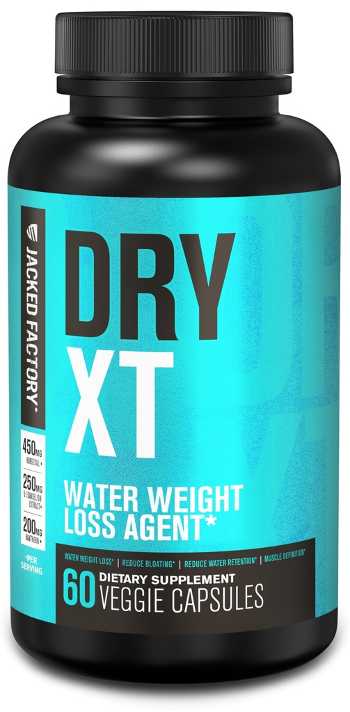 Jacked Factory Dry-XT Diuretic Water Pills - Natural Supplement | Water Retention & Bloating | Dandelion Root Extract, 칼륨, 7 더 강력한 성분 - 60 Veggie Capsules