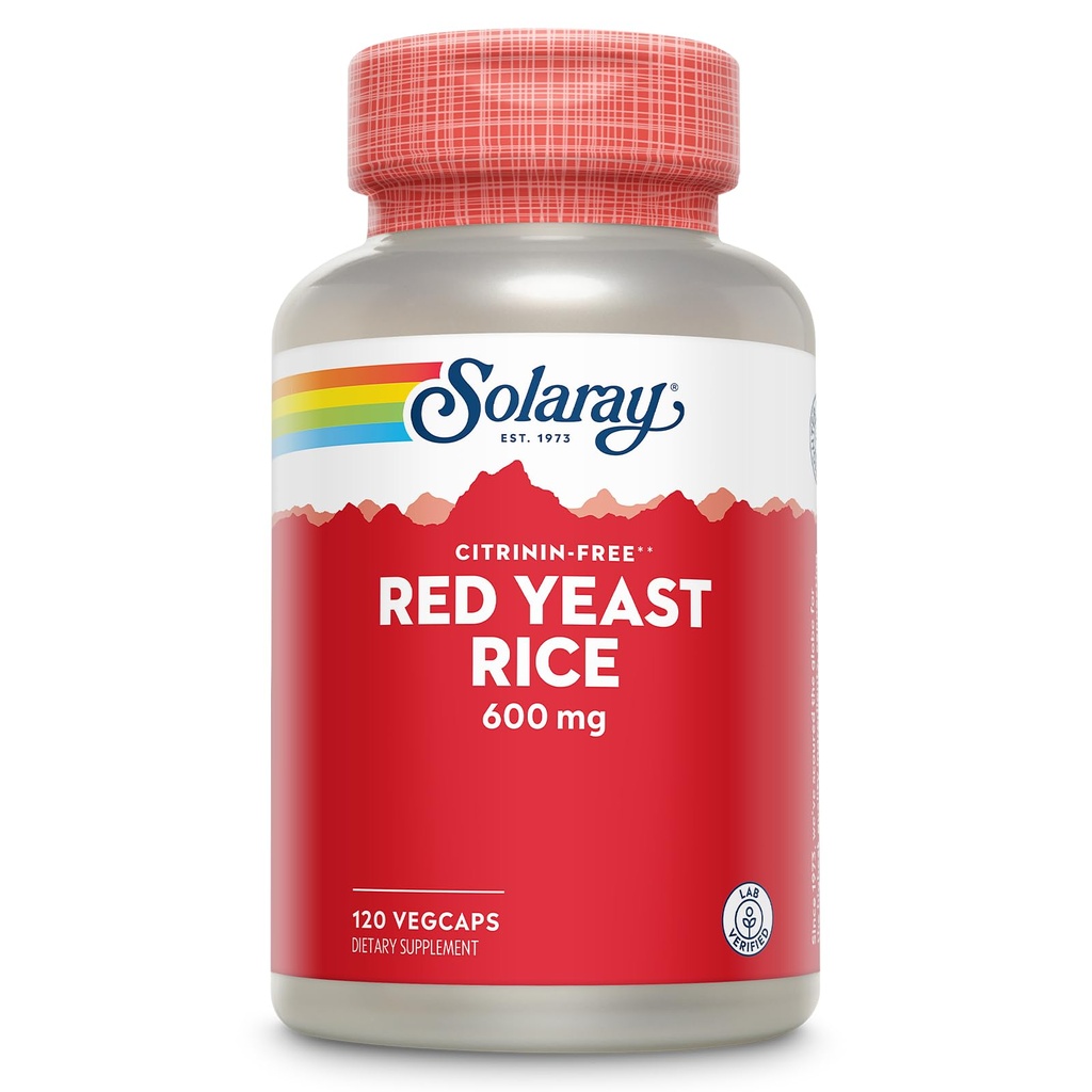 SOLARAY 빨간 효모 밥 600mg 체계 지원, 비 방사성 & Citrinin 없음, 실험실 Verified, 120 VegCaps
