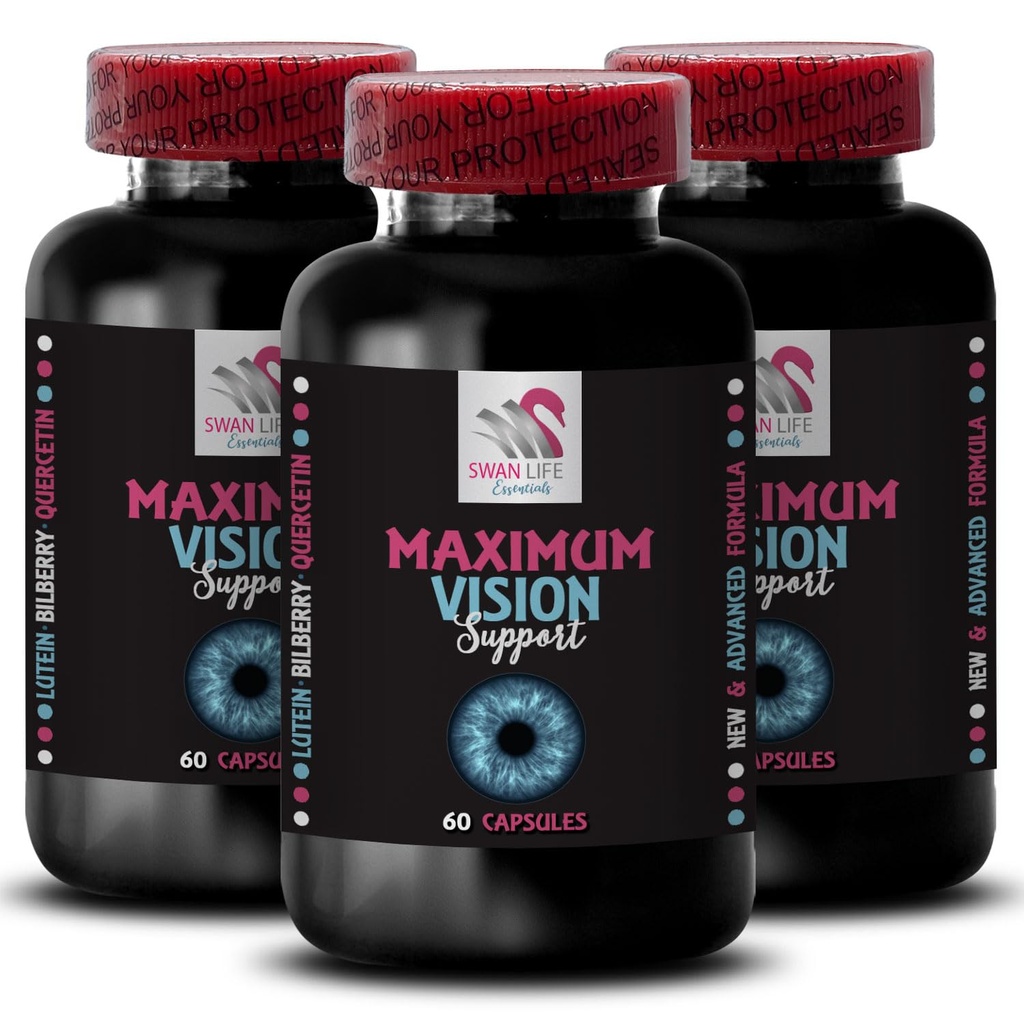 눈 지원 - EYE VISION SUPPLEMENT - 렌즈 선명도, 초점 선명도, 밝은 장면, 눈 날카로움, 수정같은 명확한 광경, 시각적인 후원, 초점 지원, 더 명확한 시각, 초점 이점 3 병 180 모자