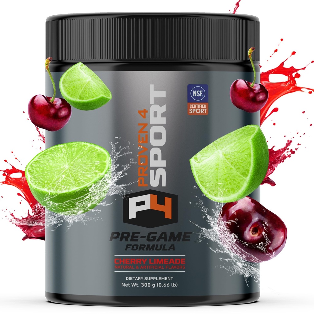 Proven4 Creatine와 남성과 여성을위한 사전 운동 분말 - Beta Alanine - Caffeine NSF 인증 에너지 보충 Chery Limeade 30 서빙