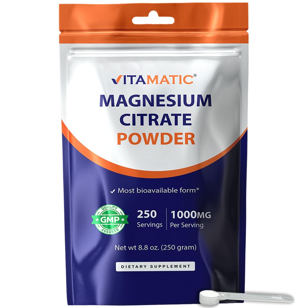 봉사 지원 근육, 합동 및 심장 건강 250 그램 당 Vitamatic 마그네슘 구연산염 1000mg - 250의 서빙