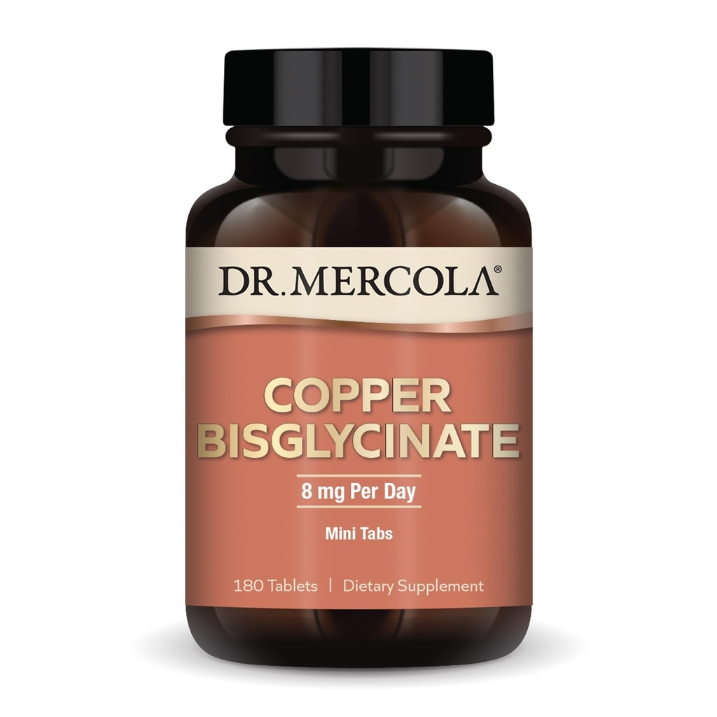박사. Mercola 구리 Bisglycinate, 90의 서빙 (180의 정제), 규정식 보충교재, 일 당 8 mg, 소형 탭, 지원 전반적인 건강, 비 GMO