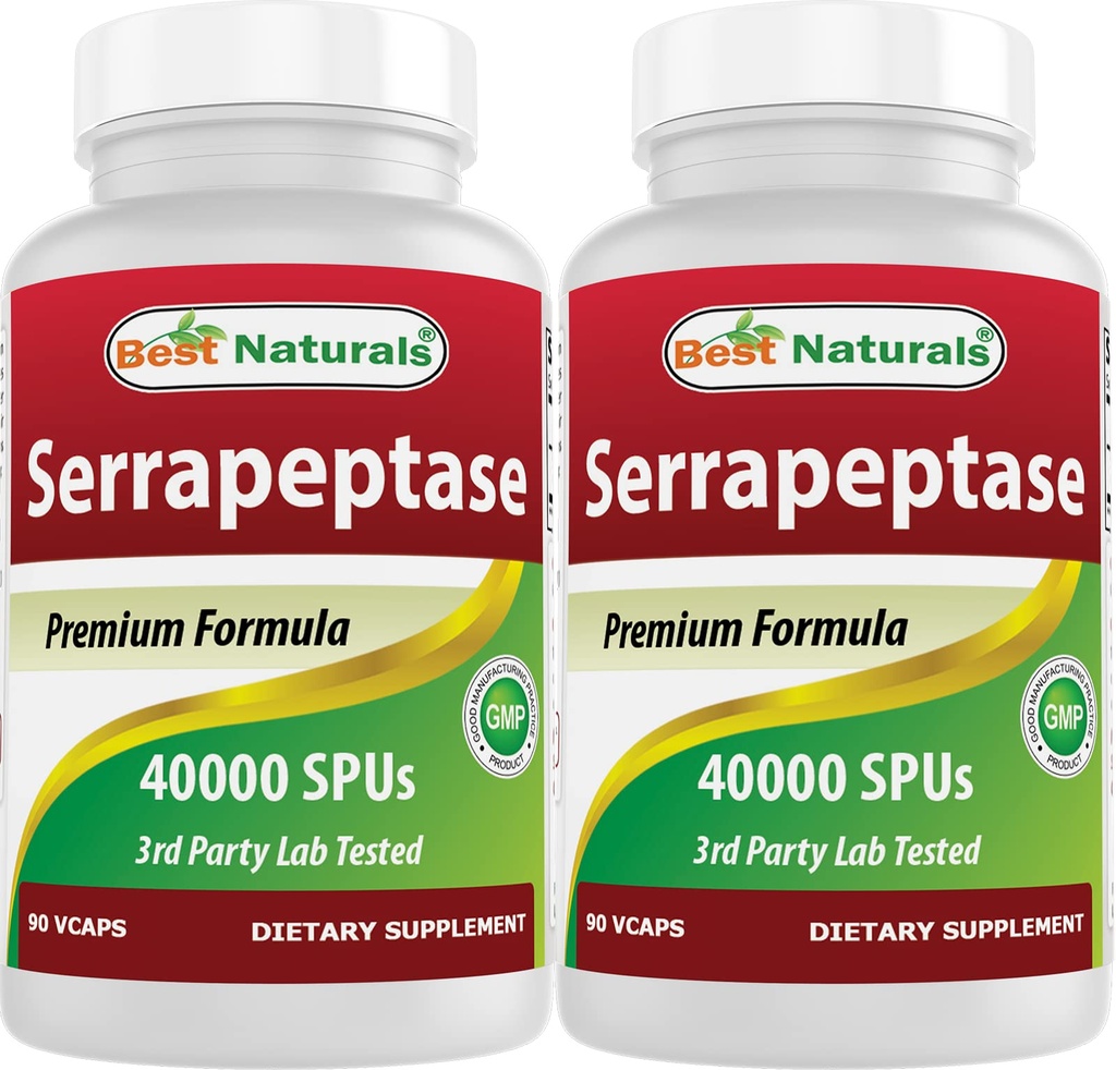 최고의 자연 Serrapeptase 40000 SPUs 90 Vcaps (90 개)