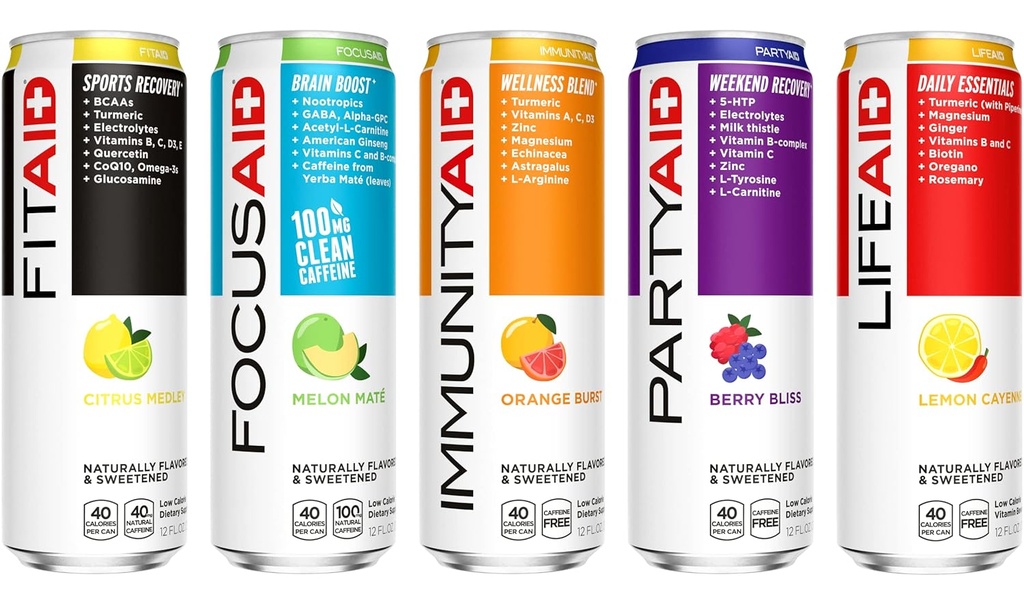 FITAID 포스트 운동 회복 음료, Strawberry Lemonade, BCAA, 글루코사민, 일체형, 1개의 깡통에서 모두, Paleo, Vegan & 글루텐 자유로운, 40 칼로리, 12 Fl Oz (24의 포장)