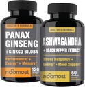 NooMost Authentic Korean Red Panax Ginseng + Ginkgo Biloba 및 Black Pepper와 유기농 Ashwagandha