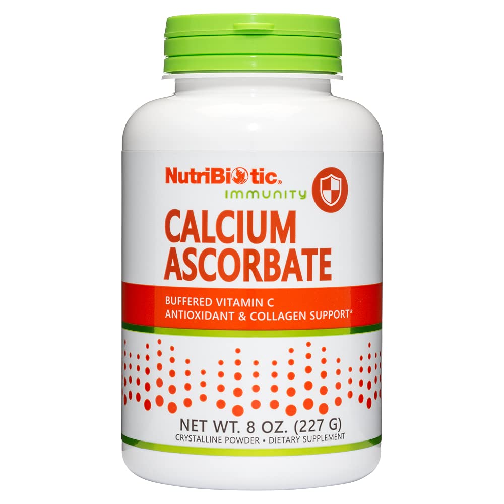 NutriBiotic - 칼슘 아스코르브산염 비타민 C 분말, 8 Oz | 필수 산화 방지제 & 콜라겐 보충 칼슘으로 버퍼링 | 아스코르브산보다 Digestion에 비산 및 에시어 | 글루텐 & GMO 무료