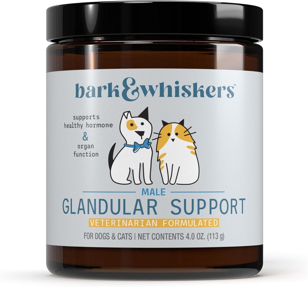 Mercola Bark & Whiskers Glandular Support - 지원 Endocrine & Organ Health - 동결 건조 공식 - 호르몬 무료 재료 - 남성 - 75 Scoops (4 oz)