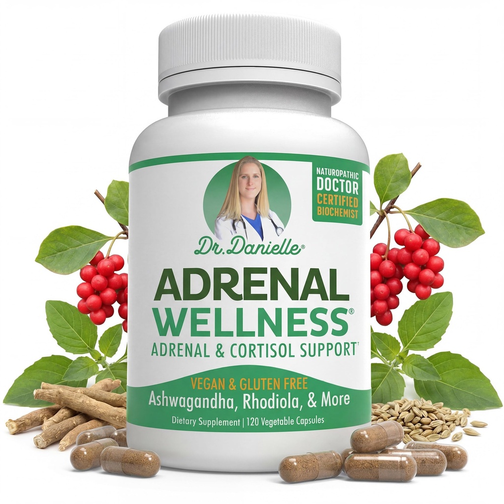 Adrenal Wellness Ashwagandha & More - 유기 마음, 닥터 Danielle의 바디 지원, 120 캡슐