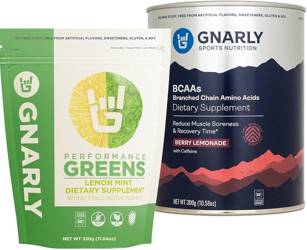 Gnarly Nutrition BCAAs Berry Lemonade (10.58oz) 성능 녹색 레몬 민트 (11.64 oz)