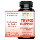 SHIFAA NUTRITION Halal Thyroid 지원 30 서빙 | Non-GMO Relief Supplement w/B12, Iodine, Selenium, L-Tyrosine | 지원 에너지, 대사, Clarity, Cortisol 균형