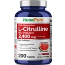 NusaPure L-Citrulline 2,400mg 200 채식 정제 (비 GMO, 글루텐 무료, 100 일 공급, 바이오페인)