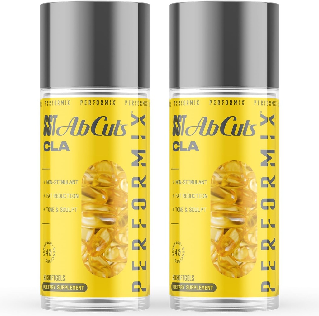 PERFORMIX - SST AbCuts - CLA 1,000 mg - Stim Free - Thermogenic - 피트니스 목표 - Metabolism Booster - 건강 및 웰빙 - Safflower Oil, Omega 3, Flax Seed & Vitamin E - Pre Workout - 160 Softgels
