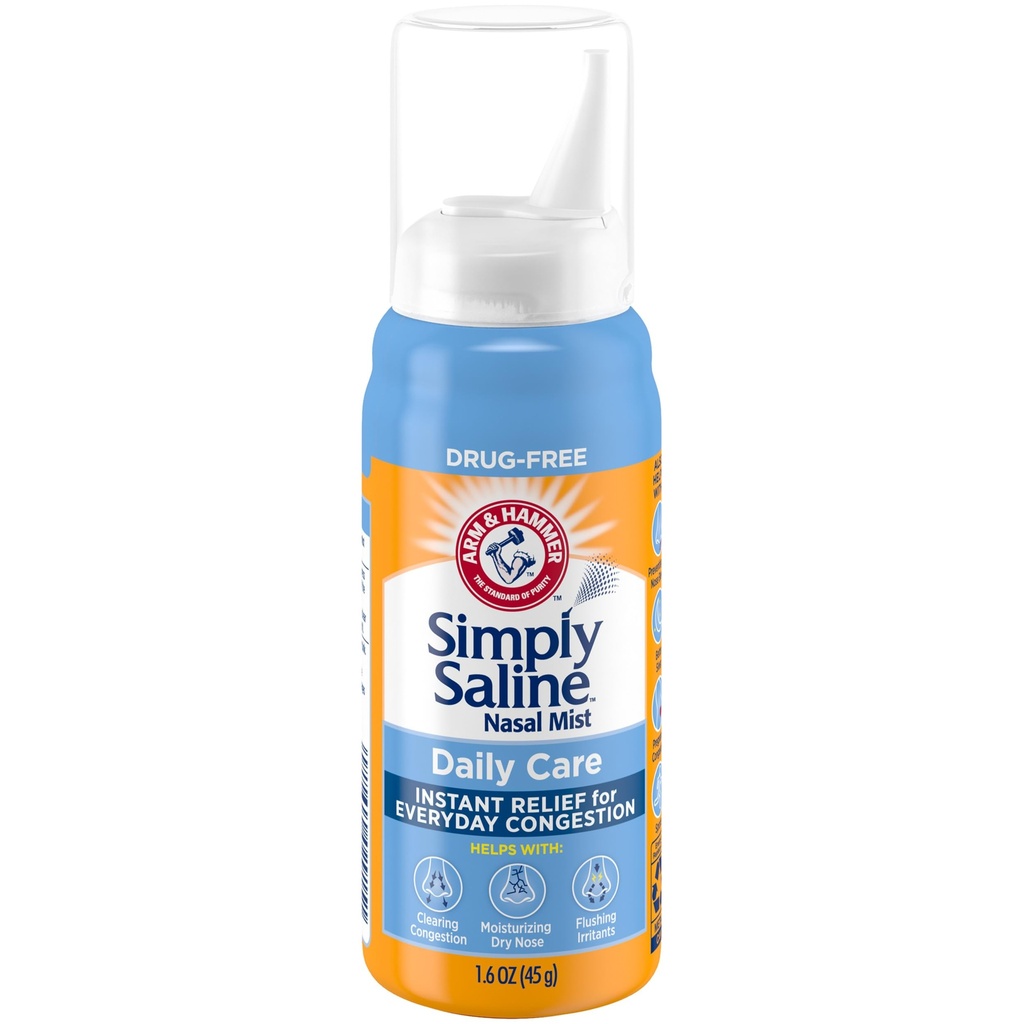 ARM & HAMMER 간단히 말린 매일 배려 Nasal 안개, 즉시 Nasal 혼잡 및 알레르기 구호를 위한 약 자유로운 비 돌기성 사선 살포는, 임신한 경우에, 1.6 oz를 사용하는 것과 같이 묽게 합니다