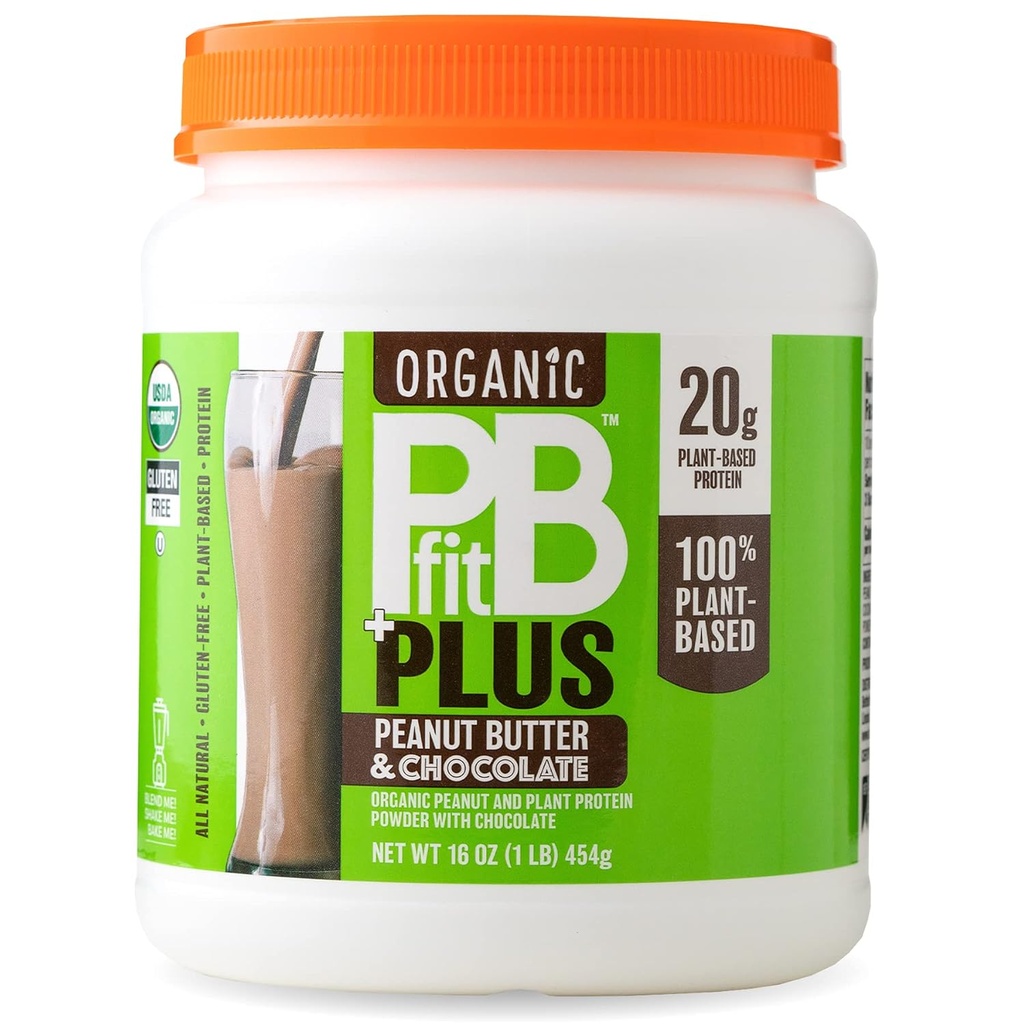 PBfit Vegan 유기 땅콩 버터 & 초콜렛 플러스 분말, 1 파운드