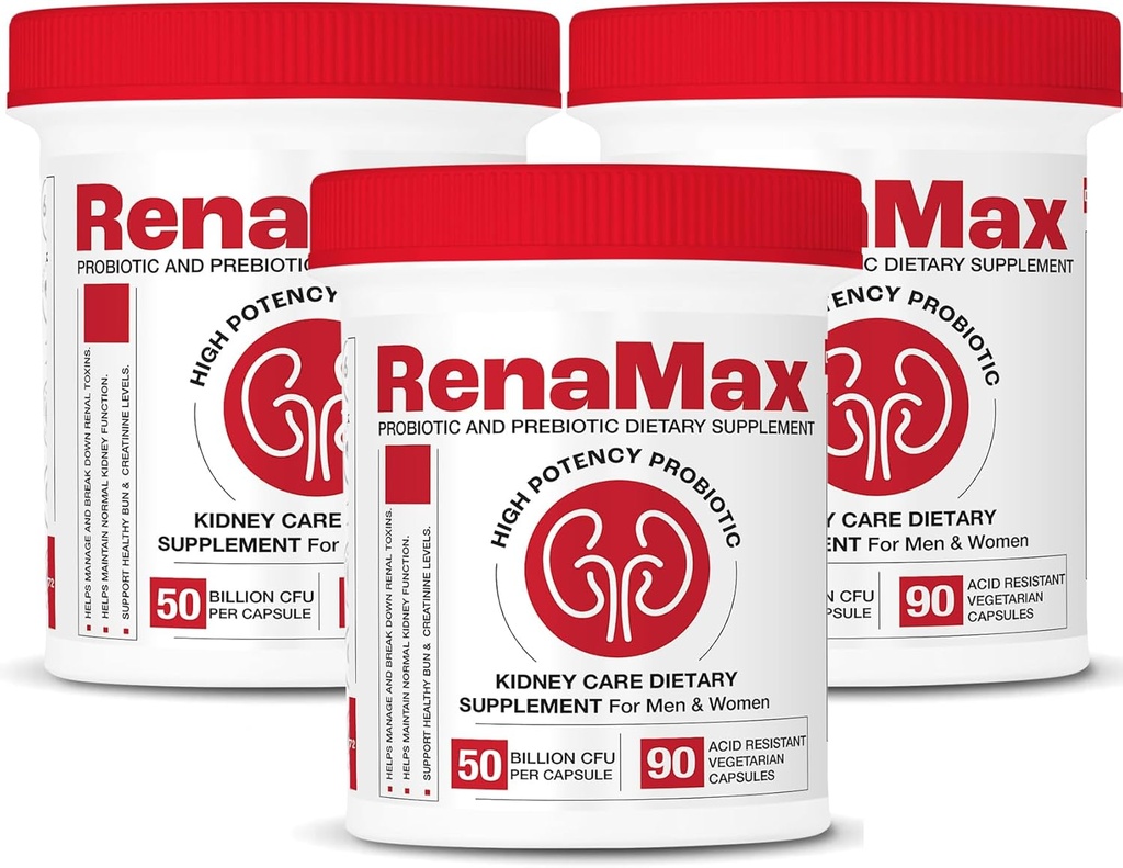 캡슐 Kidney Restores & Kidney Care Supplement - 정상적인 Kidney 기능을 지원하는 Probiotic & Prebiotic 보충 - 캡슐 당 50 억 CFU - 미국 (270 모자 (3 팩)에서 만든