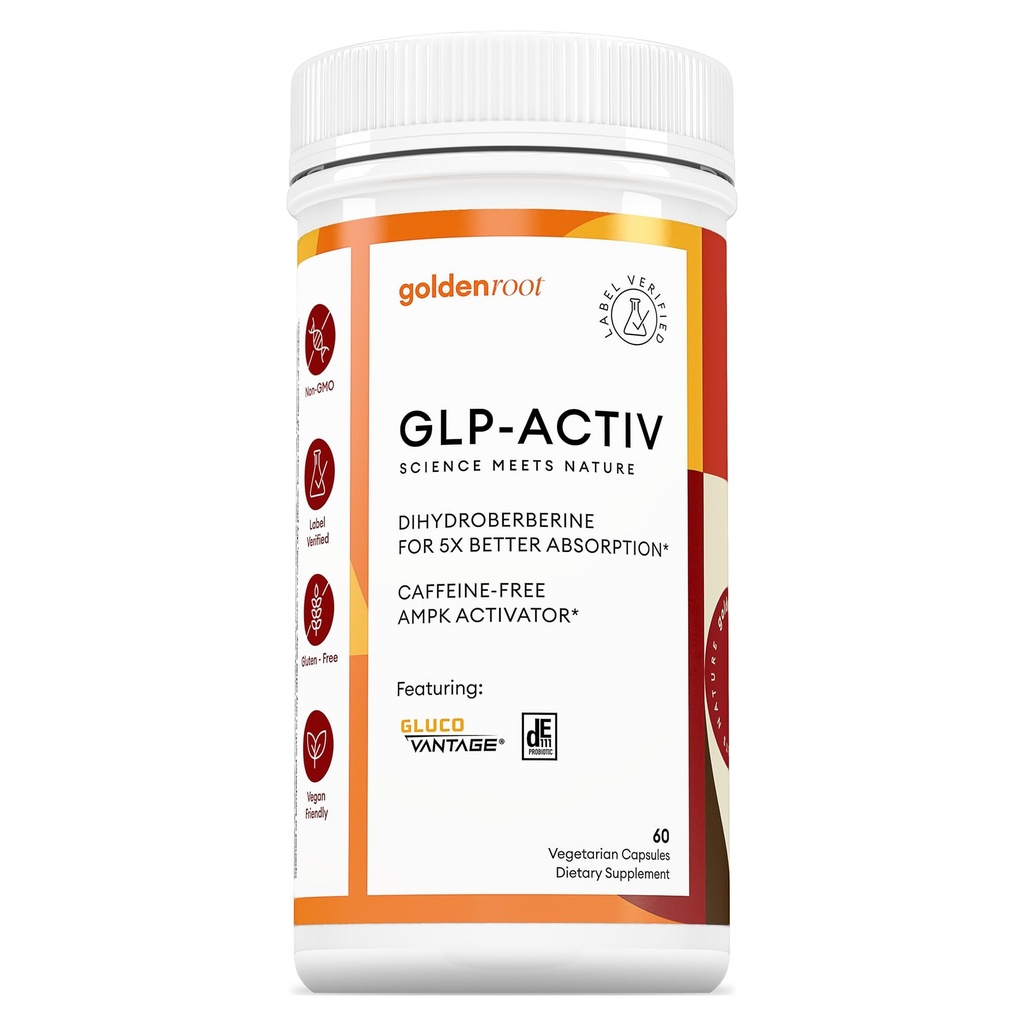 GLDN Berberine 고급 흡수 수식 - 200mg Dihydroberberine 5X 향상된 흡수 - DIM - Chromium Picolinate 및 소화 지원을위한 DE111 Probiotics - Vegan 친절 - 60 캡슐