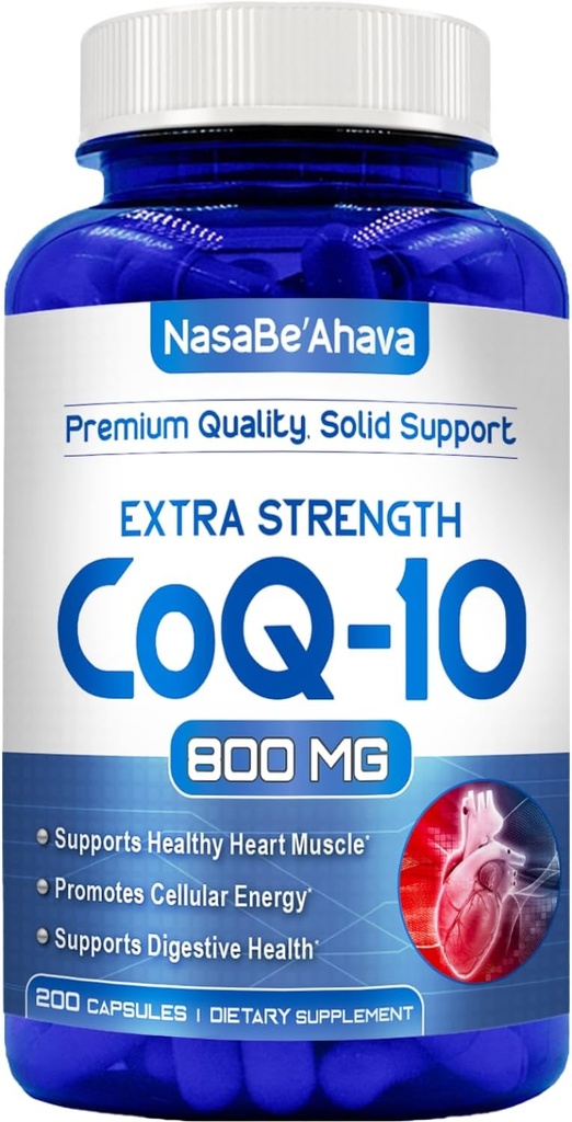CoQ10 800mg 캡슐 | Vegan Friendly Coenzyme Q10 800mg의 피부 심장 및 에너지 지원을위한 쉬운 흡수 Ubiquinone 보충 | cGMP 시설에서 제작 (100 인분)