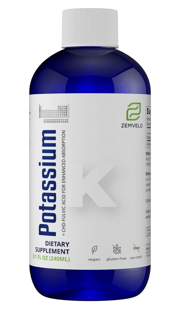 액체 이오닉 칼륨 구연산염 보충교재 | 칼륨 Electrolyte | 지원 건강한 심장 | 건강한 Gut PH 균형 | 지원 근육 건강 | 8oz, 48 일 공급