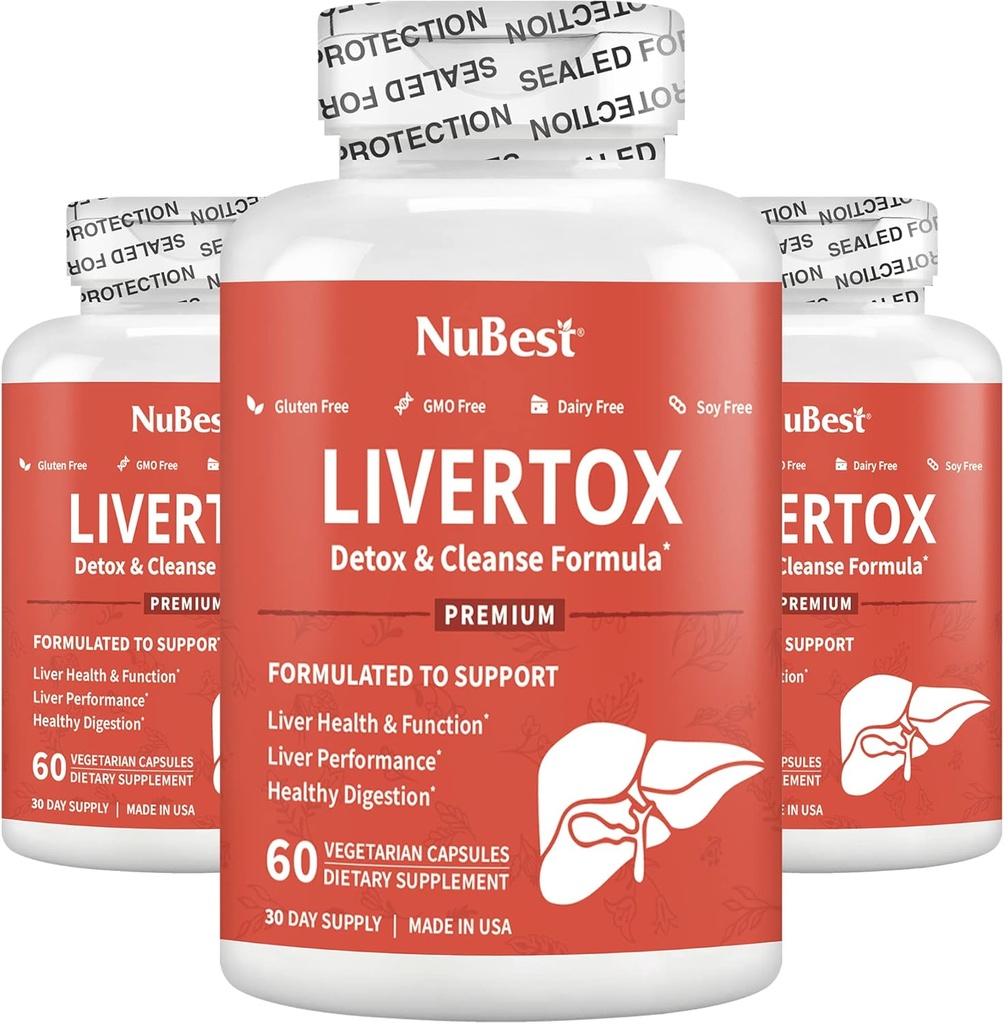 NuBest LiverTox - Premium Liver Health Formula - Liver Cleanse, Detox & Repair - 우유 이틀, 콜린, 베트, 심황, Artichoke & Dandelion - 3 팩 | 3 개월 공급