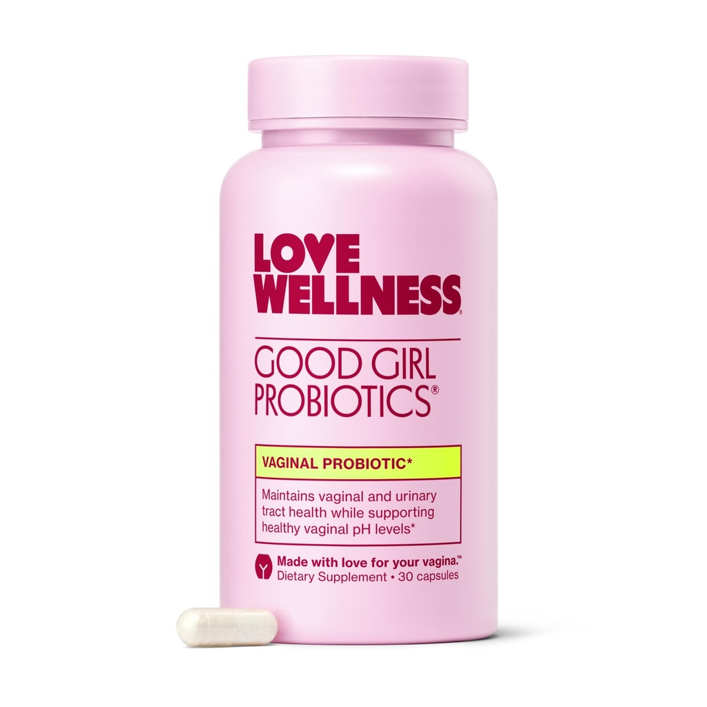 Love Wellness Good Girl Probiotics | 여성 질 건강 및 pH 밸런스 보충 | 우린 트랙, 효모, 냄새 및 면역 지원을위한 9-Strain Probiotic | 글루텐 프리 | 30 CT, 30-Day Supply