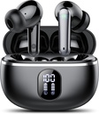 무선 Earbuds, Bluetooth 5.3 헤드폰 큰 베이스 입체 음향, 소음을 가진 귀 Bud는 이어폰 IP7 방수, 스포츠, 검정을 위한 50H 재생 시간에서 Mic 발광 다이오드 표시를 취소합니다