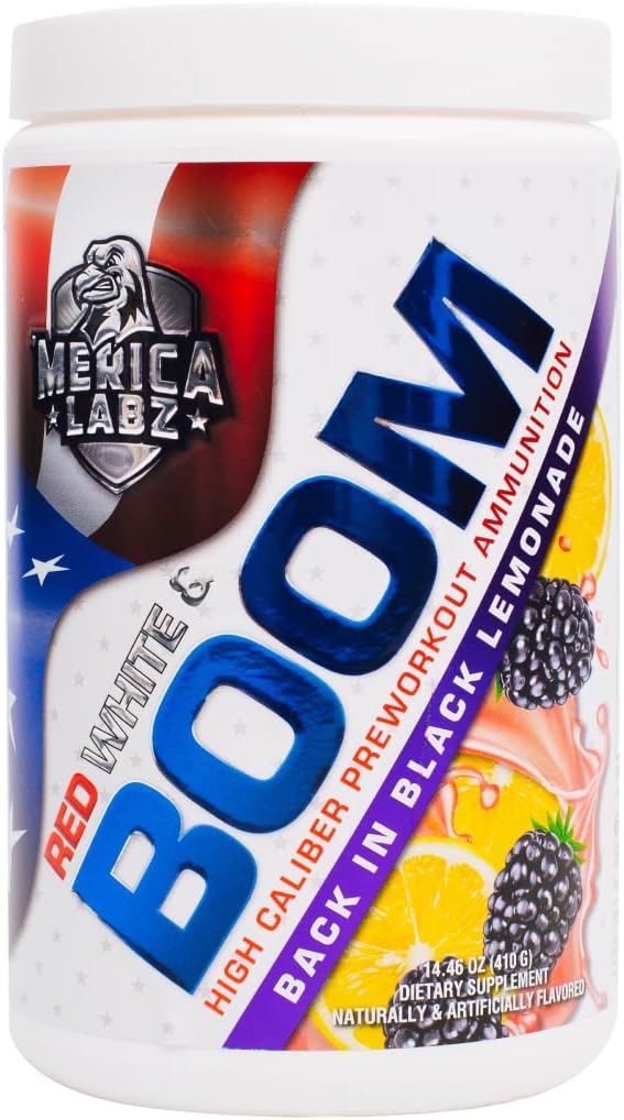 'Merica Labz Red, White 및 Boom, VasoDrive-AP®, 350mg Caffeine, Max Energy, Pump 및 Focus, 증가 된 혈액 흐름 및 근육량, 20 서빙 (Black Lemonade)