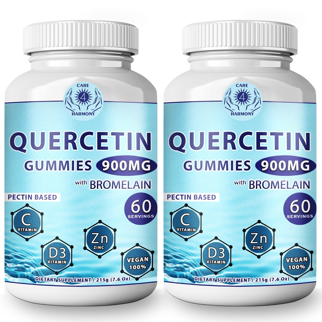 (2 팩) Quercetin Gummies - Bromelain 비타민 C + 아연 비타민 D3를 가진 Quercetin - Chewable Quercetin 900mg 보충교재 - 아이와 성인을 위한 Quercetin (2)