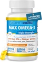 최대 호리호리한 최대 Omega 3 물고기 기름 알약 - 3배 힘 물고기 기름 보충교재 (2000 mg 총 오메가 3 지방산: 600mg DHA + 봉사 당 800 mg EPA)